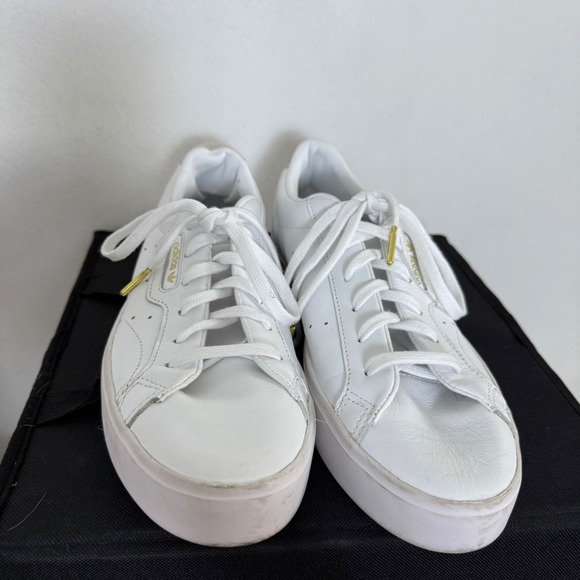 Adidas Originals Super Sleek Sneakers Casual Tennis Shoes White Gold Accents 10 - Picture 2 of 7